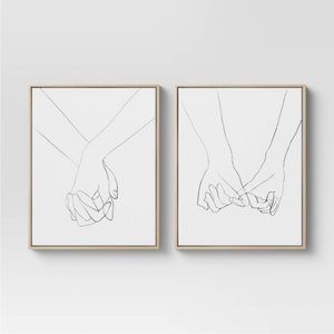 PROJECT 62 2pc hand framed wall canvases -16x20 -white/black